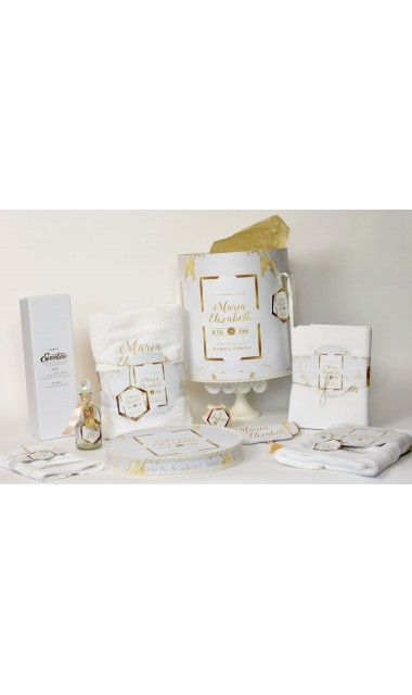 Trusou botez pentru fete in alb si gold, elegant si modern, White and gold 9